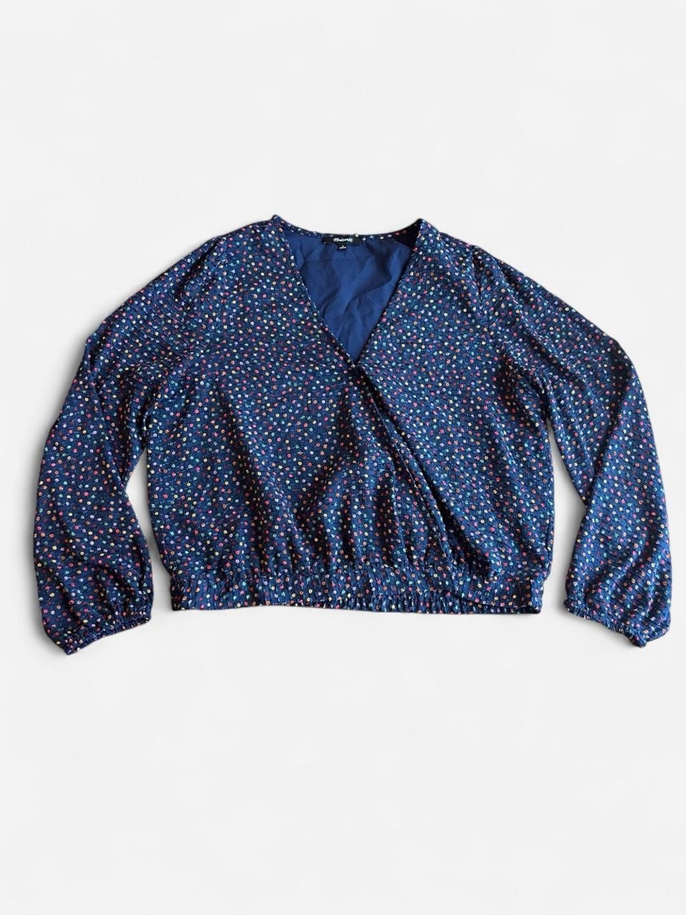 Madewell Lyric Wrap Top in Sugar Dot Size Large 70s Inspired - Picture 2 of 9
